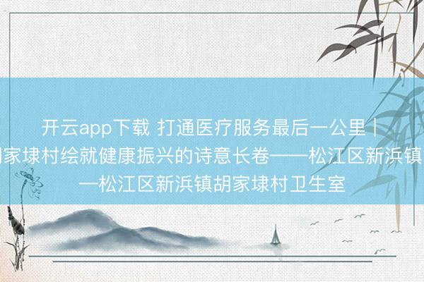 开云app下载 打通医疗服务最后一公里 | 中医润乡土：胡家埭村绘就健康振兴的诗意长卷——松江区新浜镇胡家埭村卫生室