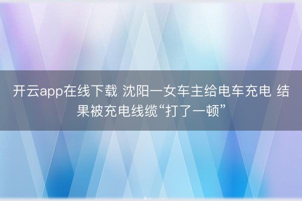 开云app在线下载 沈阳一女车主给电车充电 结果被充电线缆“打了一顿”