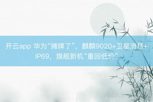 开云app 华为“摊牌了”，麒麟9020+卫星消息+IP69，旗舰新机“重回低价”