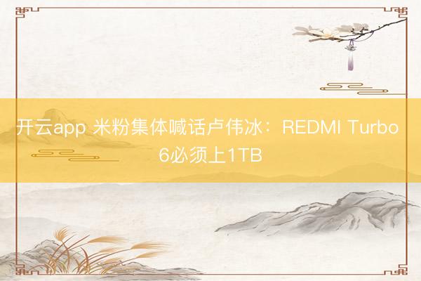 开云app 米粉集体喊话卢伟冰：REDMI Turbo 6必须上1TB