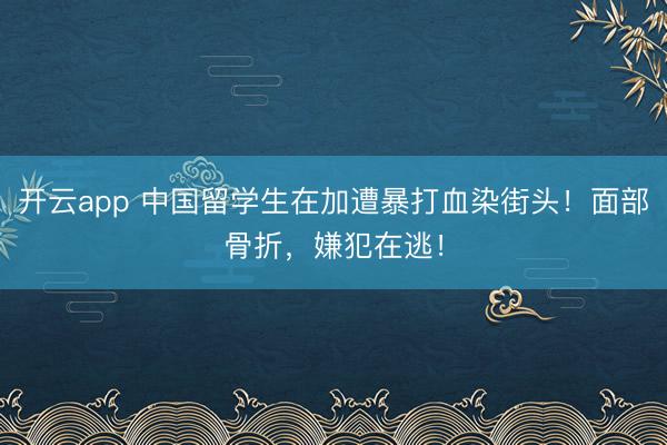 开云app 中国留学生在加遭暴打血染街头！面部骨折，嫌犯在逃！