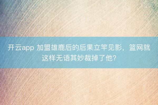 开云app 加盟雄鹿后的后果立竿见影，篮网就这样无语其妙裁掉了他？