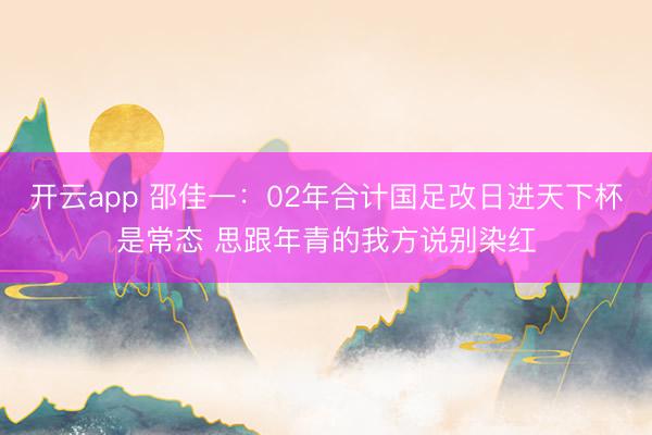 开云app 邵佳一：02年合计国足改日进天下杯是常态 思跟年青的我方说别染红