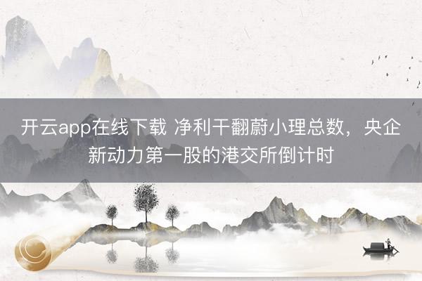 开云app在线下载 净利干翻蔚小理总数，央企新动力第一股的港交所倒计时