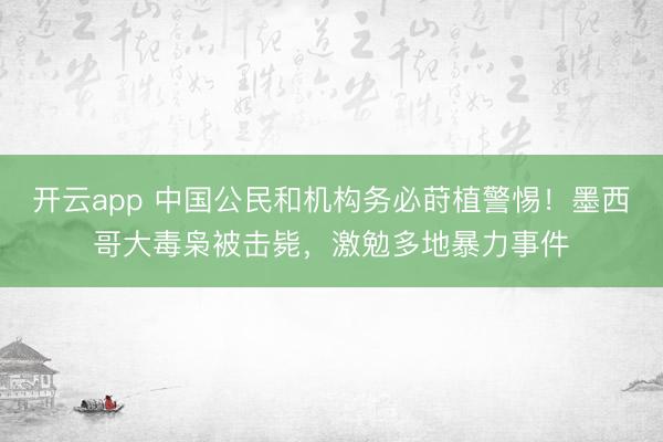 开云app 中国公民和机构务必莳植警惕!墨西哥大毒枭被击毙,激勉多地暴力事件