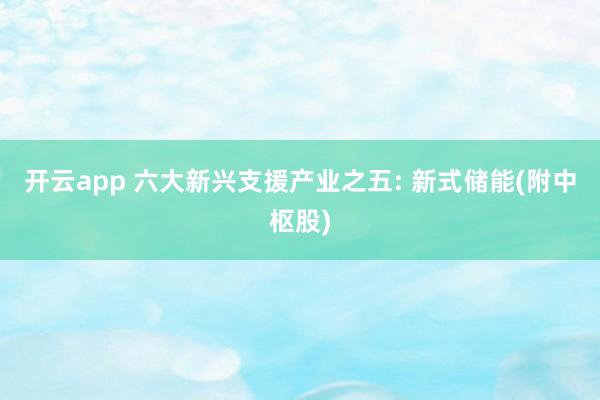 开云app 六大新兴支援产业之五: 新式储能(附中枢股)