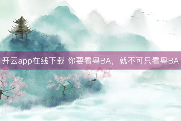 开云app在线下载 你要看粤BA，就不可只看粤BA