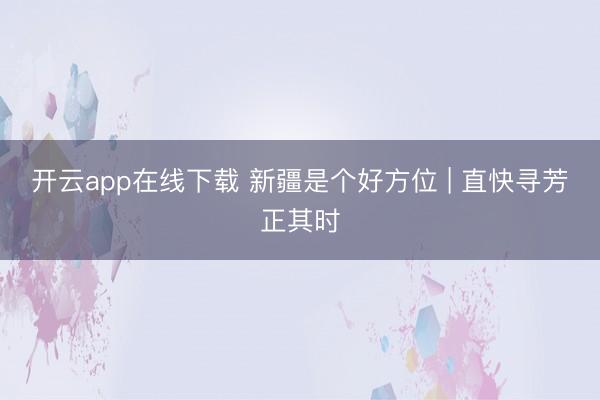 开云app在线下载 新疆是个好方位 | 直快寻芳正其时