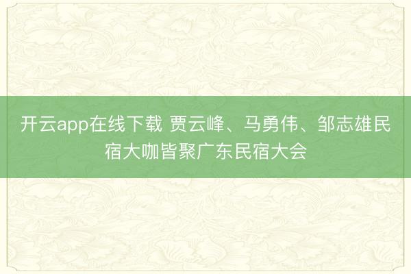开云app在线下载 贾云峰、马勇伟、邹志雄民宿大咖皆聚广东民宿大会