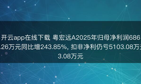 开云app在线下载 粤宏远A2025年归母净利润6861.26万元同比增243.85%, 扣非净利仍亏5103.08万元